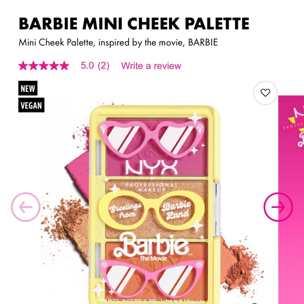 NYX Barbie, the movie, mini cheek, palette the size of a credit card brand new